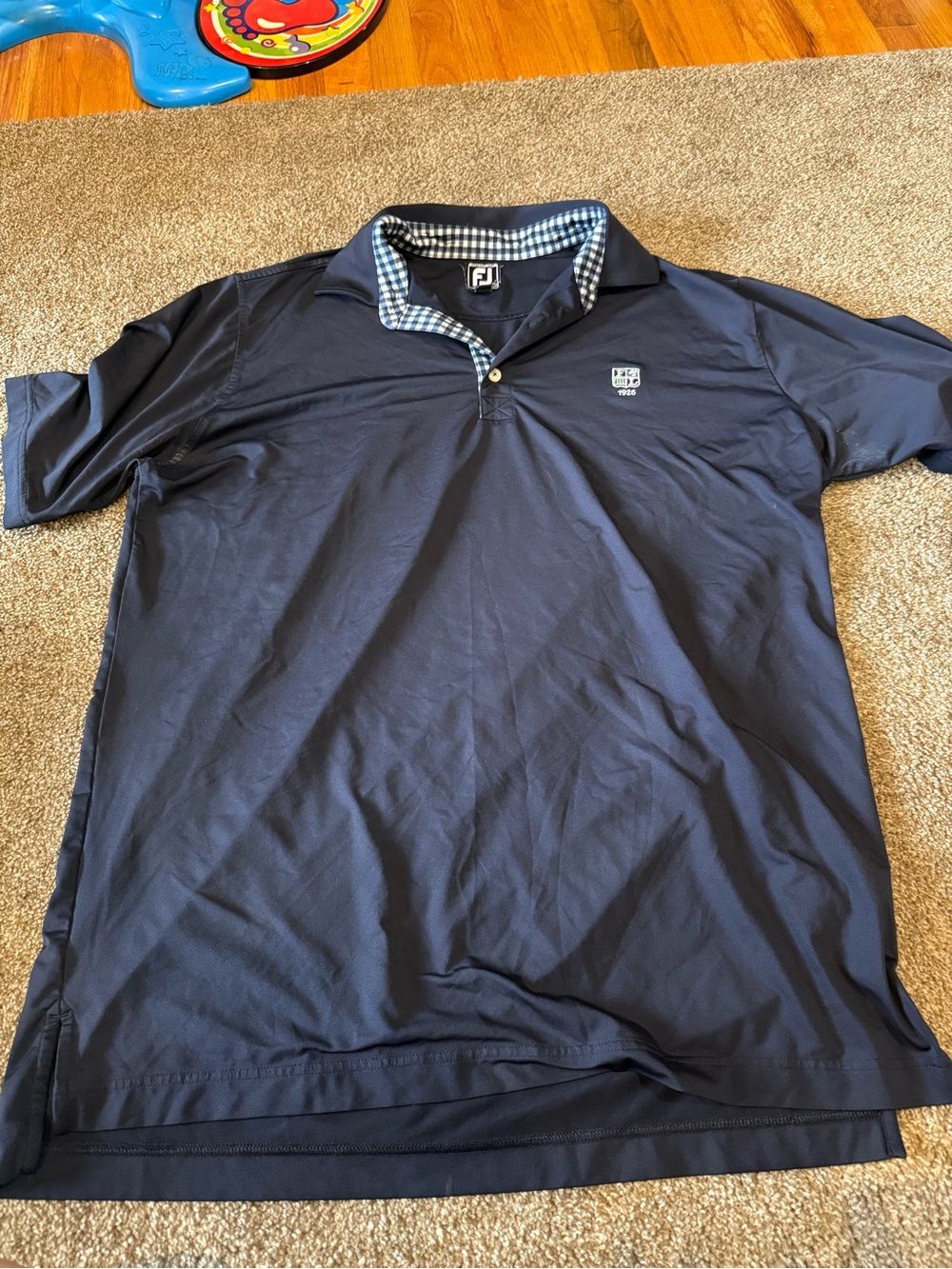 FootJoy Navy Polo with Gingham Trim